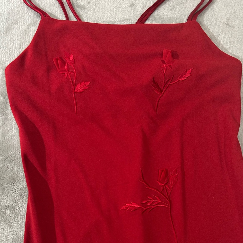 Vintage City triangles square neck maxi floral red dress - Picture 2 of 15